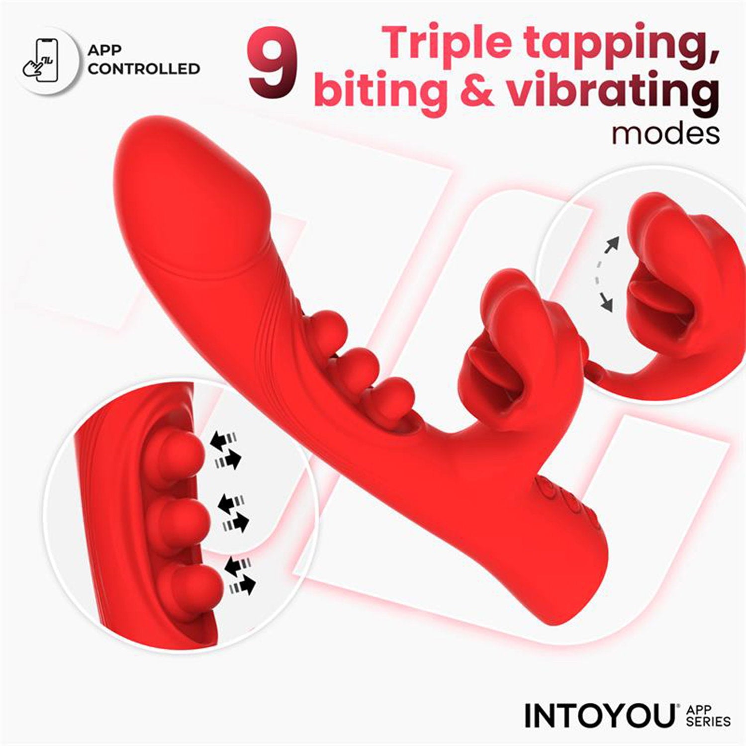 IY – Trixy – Mundvibrator mit dreifacher Klopffunktion und App-Steuerung – Rot