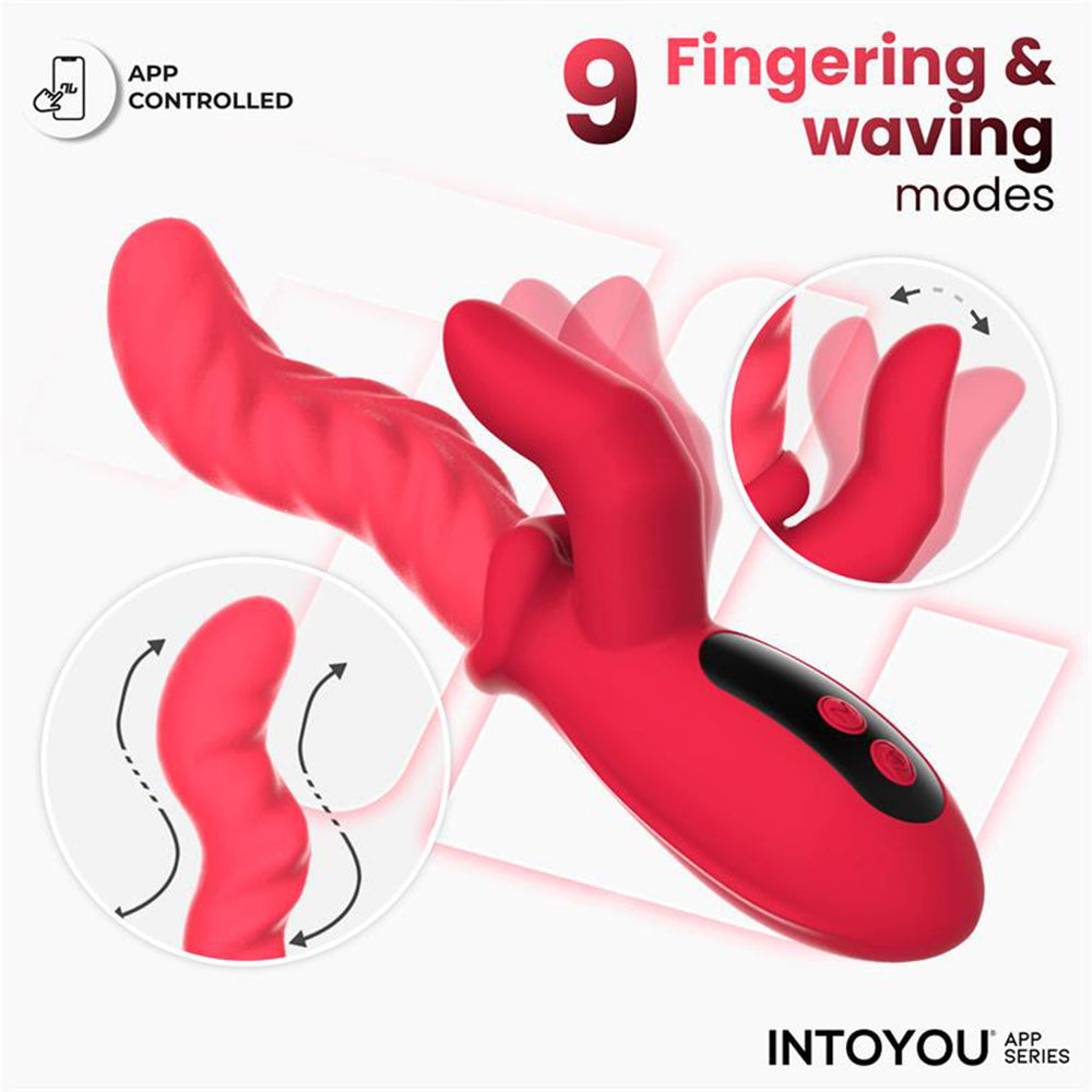 IY – Tingly – Vibrator mit Schwingfunktion und Fingeraufsatz, per App steuerbar – Rot