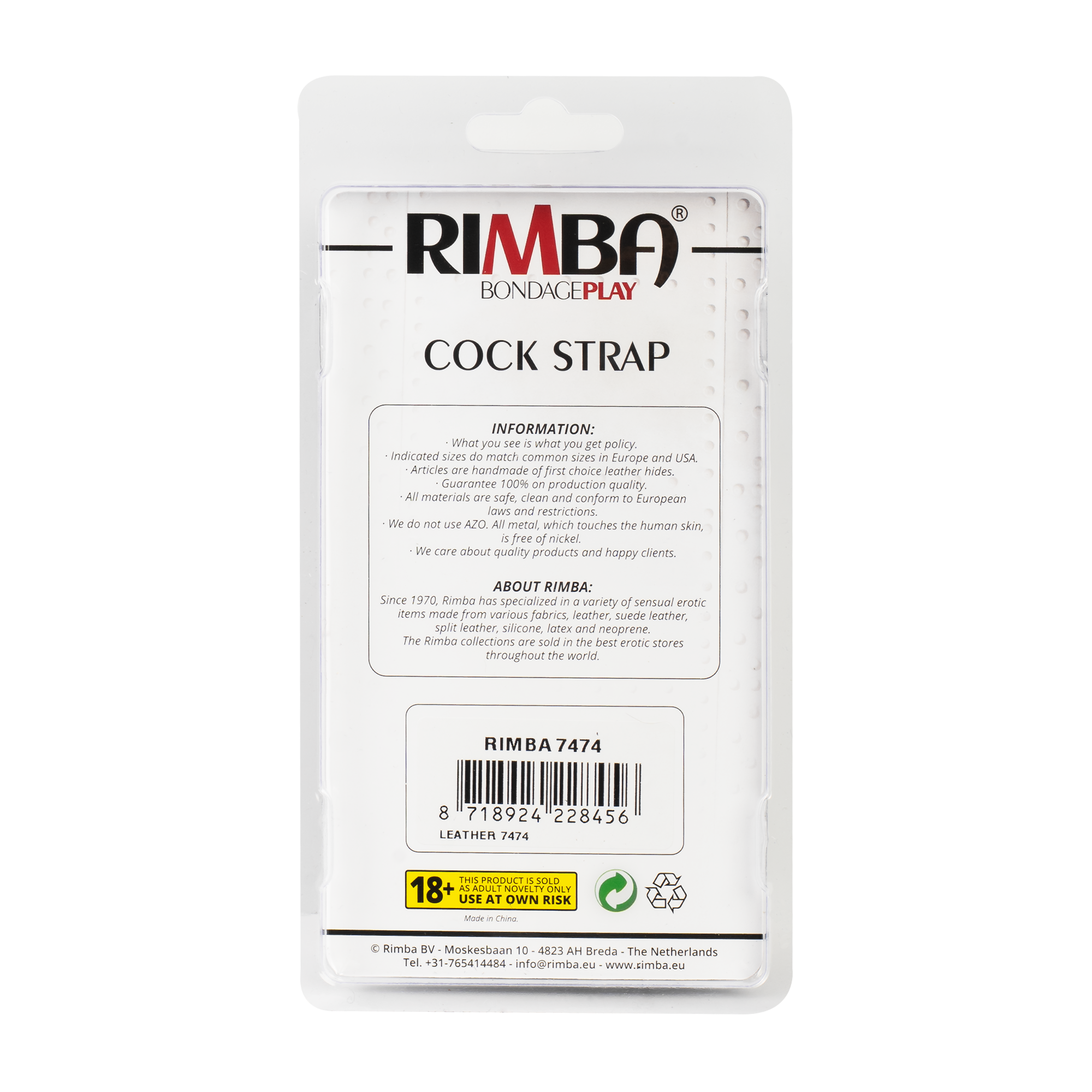 Rimba - Nappaleder Cockring mit auswechselbaren Metalring von 40 mm