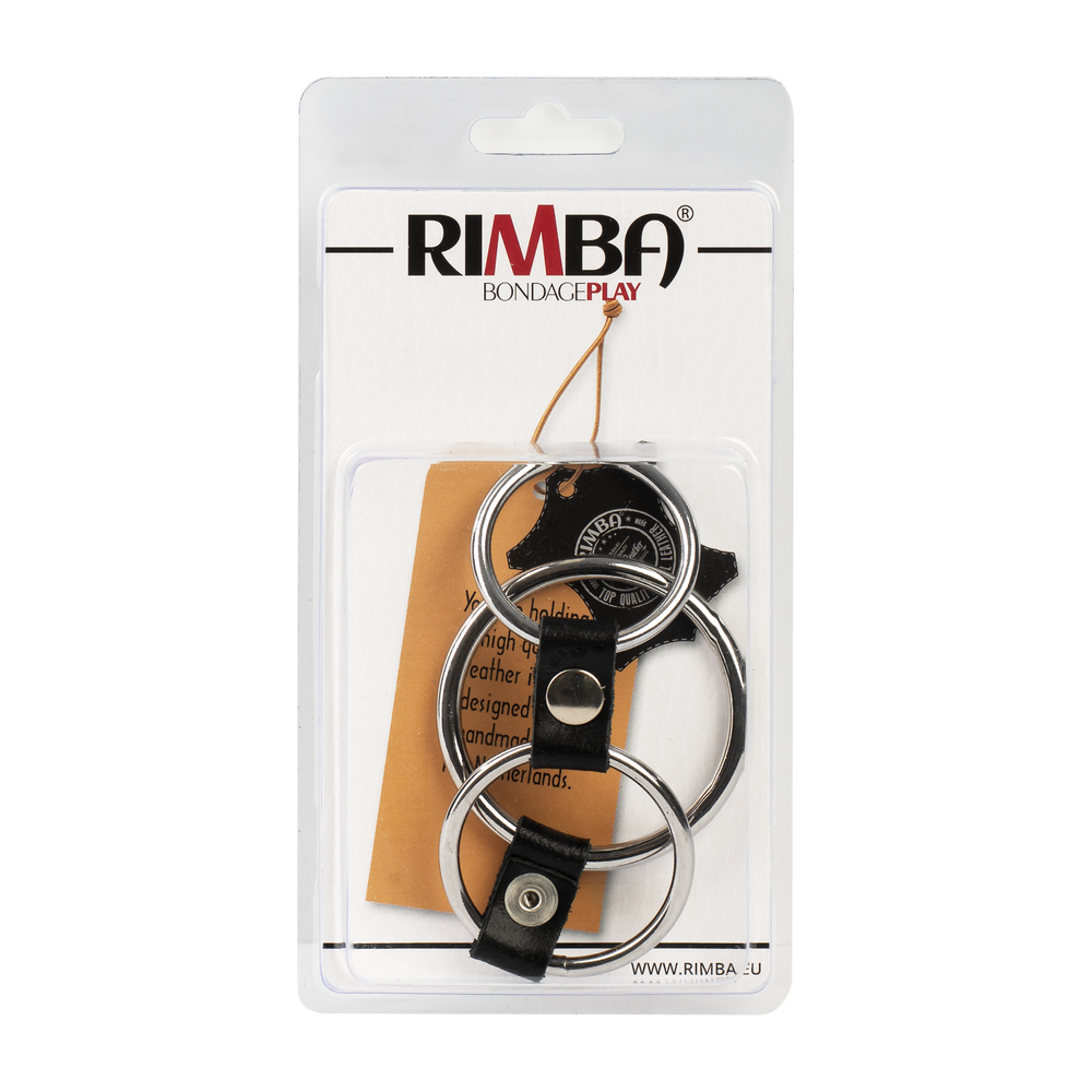 5: Rimba Bondage Play – Dreifacher Cockring aus Metall – Schwarz