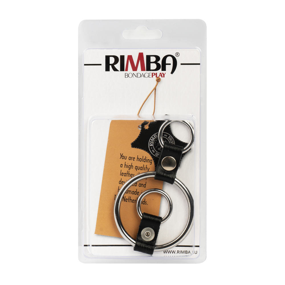 5: Rimba Bondage Play – Penisring mit Befestigungsringen – Silber & Schwarz