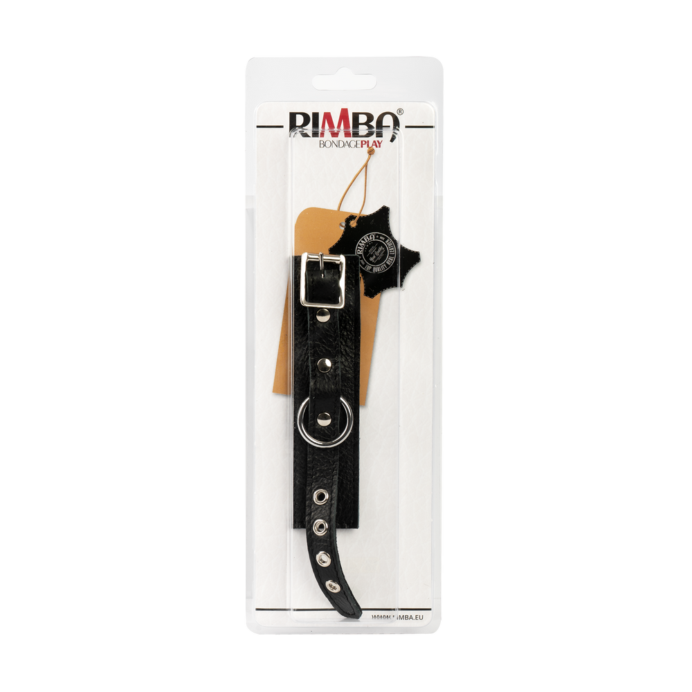 Rimba Bondage Play – Luxuriöse Penismanschette aus Leder – Schwarz