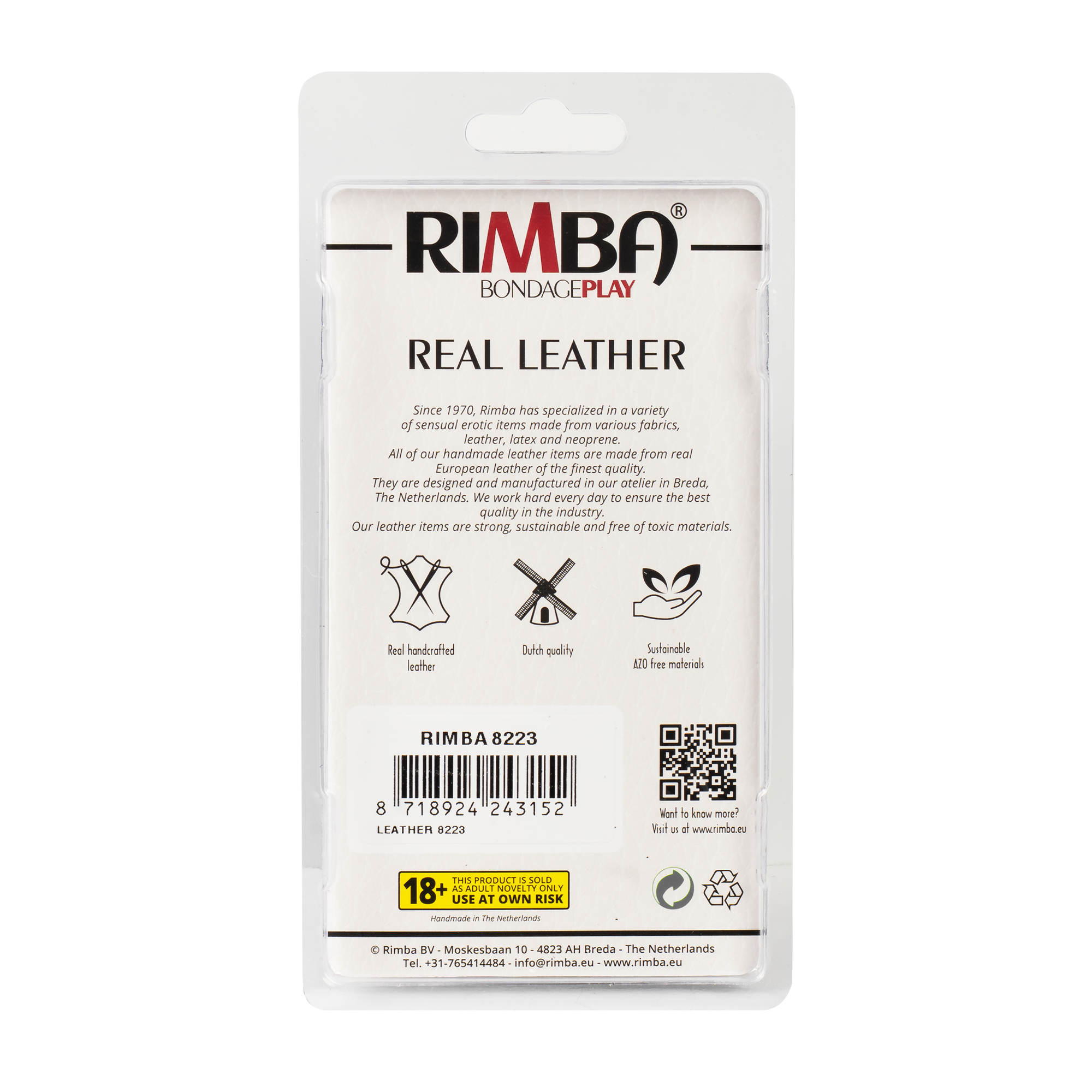 8: Rimba Bondage Play – Leder-Ballstretcher – Schwarz