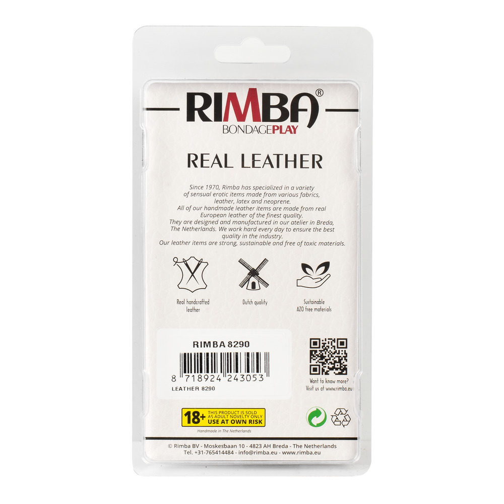 Rimba Bondage Play – Leder-Penisring mit Metall-O-Ring – Schwarz & Silber
