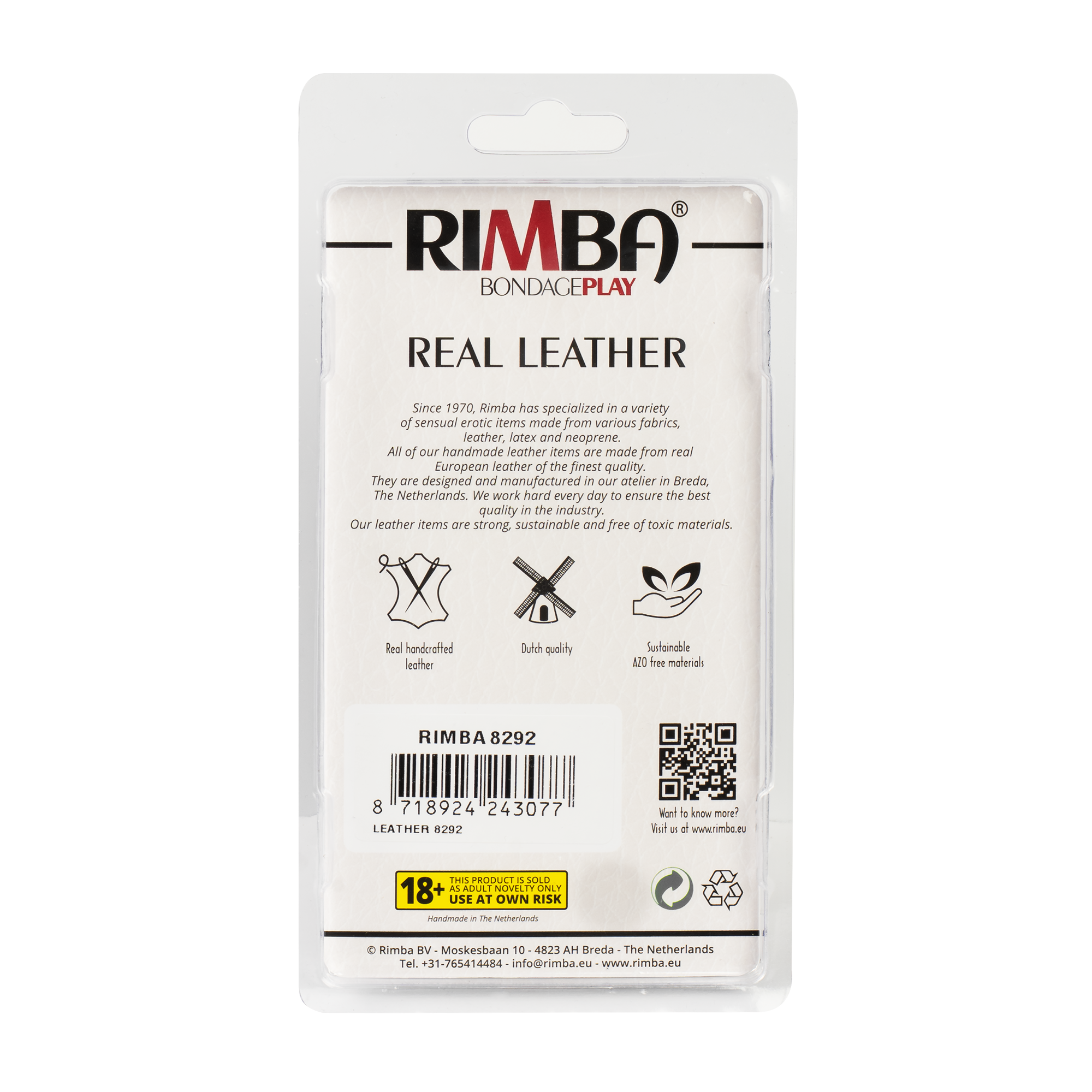 Rimba Bondage Play – Leder-Penishülle mit Nägeln – Schwarz