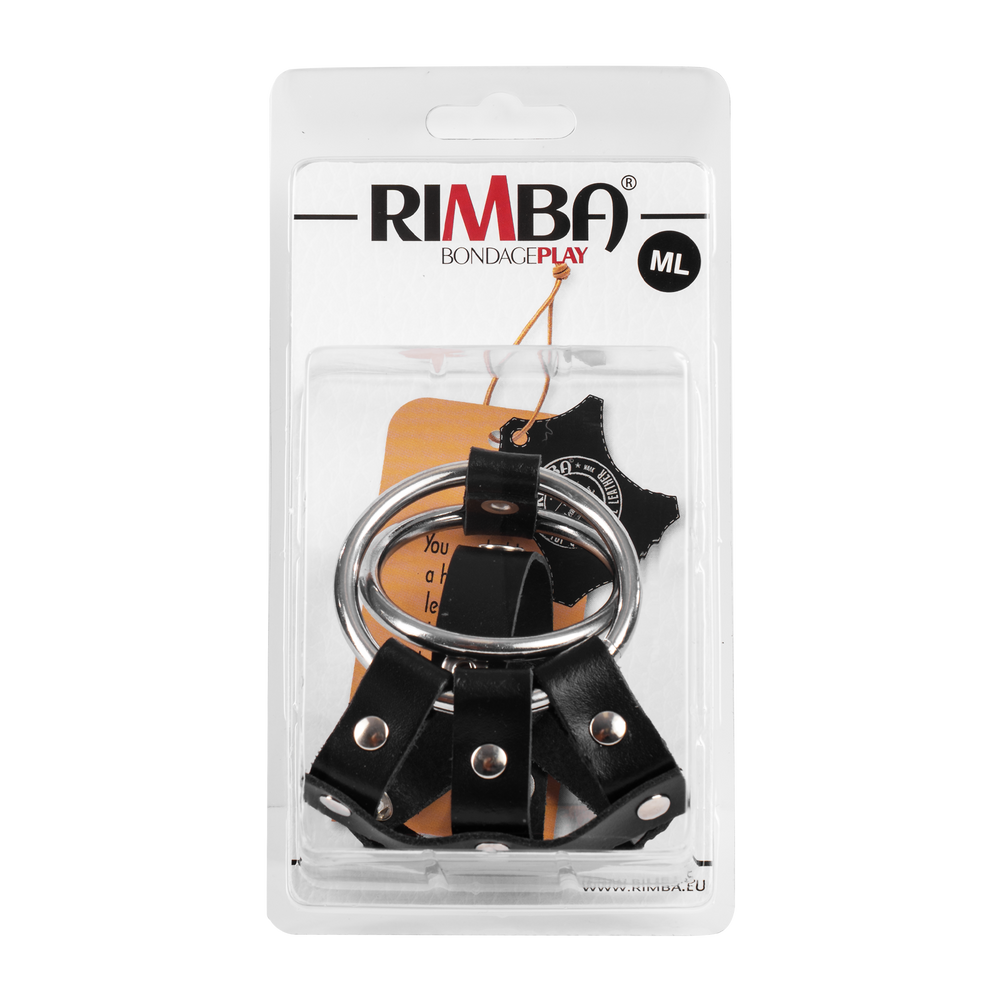 5: Rimba Bondage Play – Leder-Hodensackkäfig mit Spikes – Schwarz