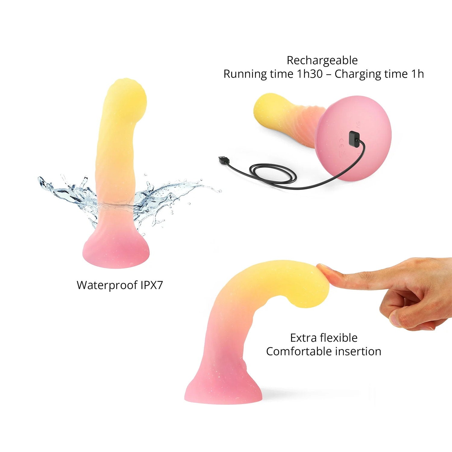 Love to Love – Sugar Bomb – Dildo mit LED – Rosa/Gelb