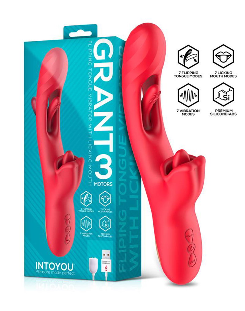 IY – Grant – Vibrator mit beweglicher Zunge und 360°-Leckfunktion – Rot