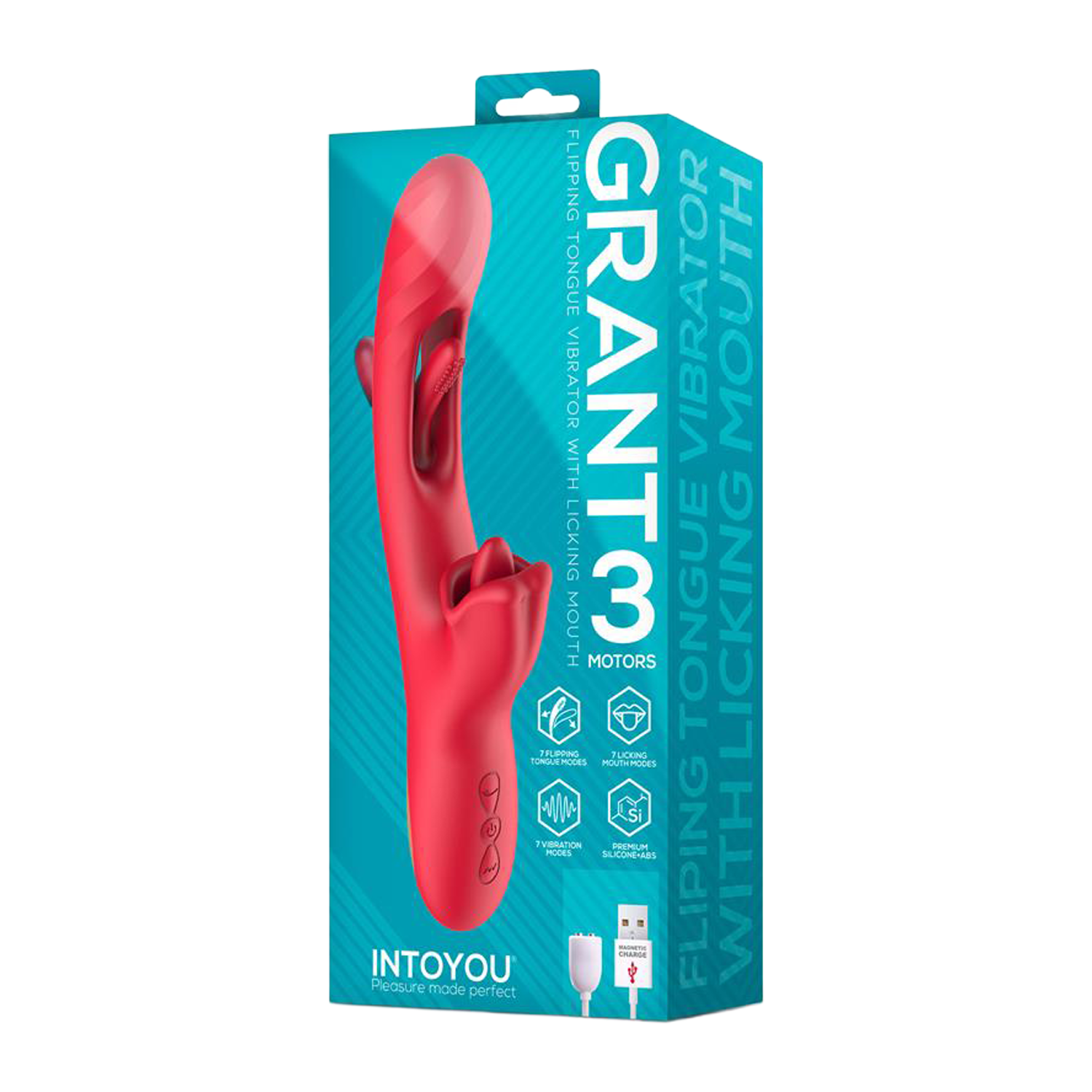 IY – Grant – Vibrator mit beweglicher Zunge und 360°-Leckfunktion – Rot