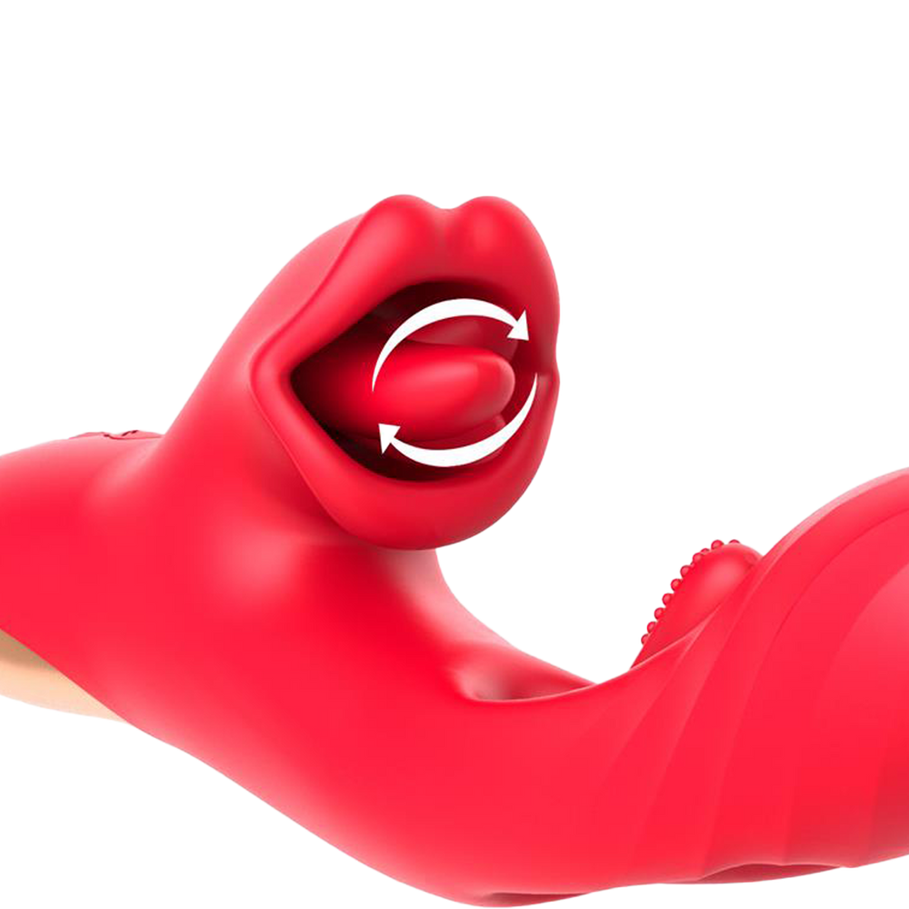 IY – Grant – Vibrator mit beweglicher Zunge und 360°-Leckfunktion – Rot