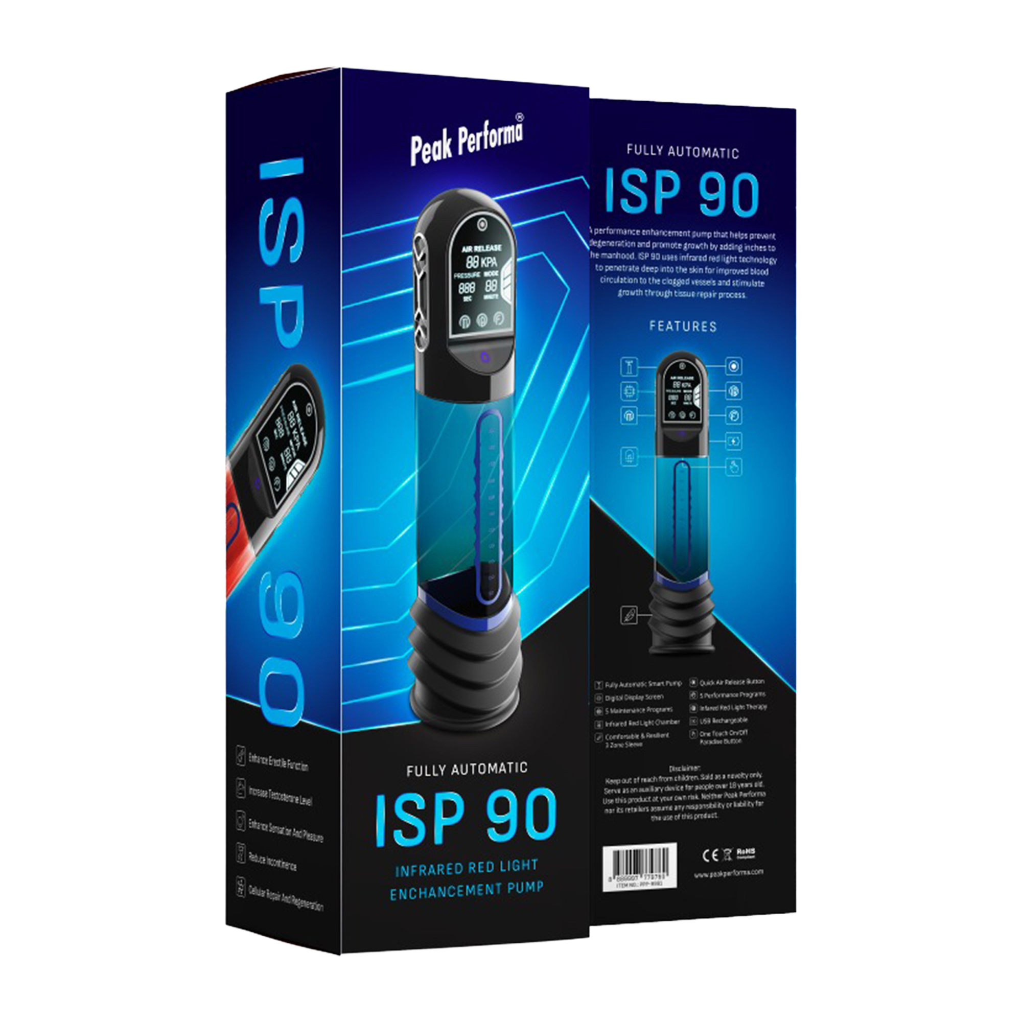 Peak Performa – ISP 90 – Infrarot-Rotlicht-Pumpe zur Leistungssteigerung – Schwarz/Blau