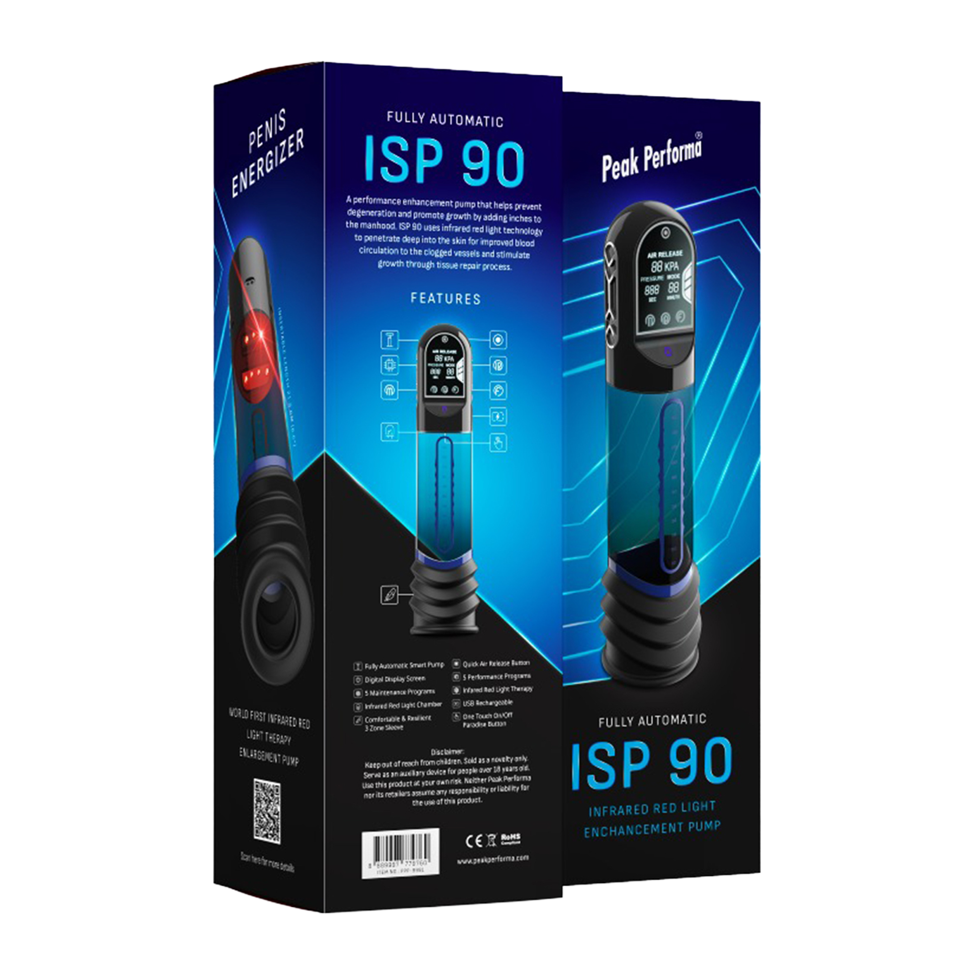 Peak Performa – ISP 90 – Infrarot-Rotlicht-Pumpe zur Leistungssteigerung – Schwarz/Blau