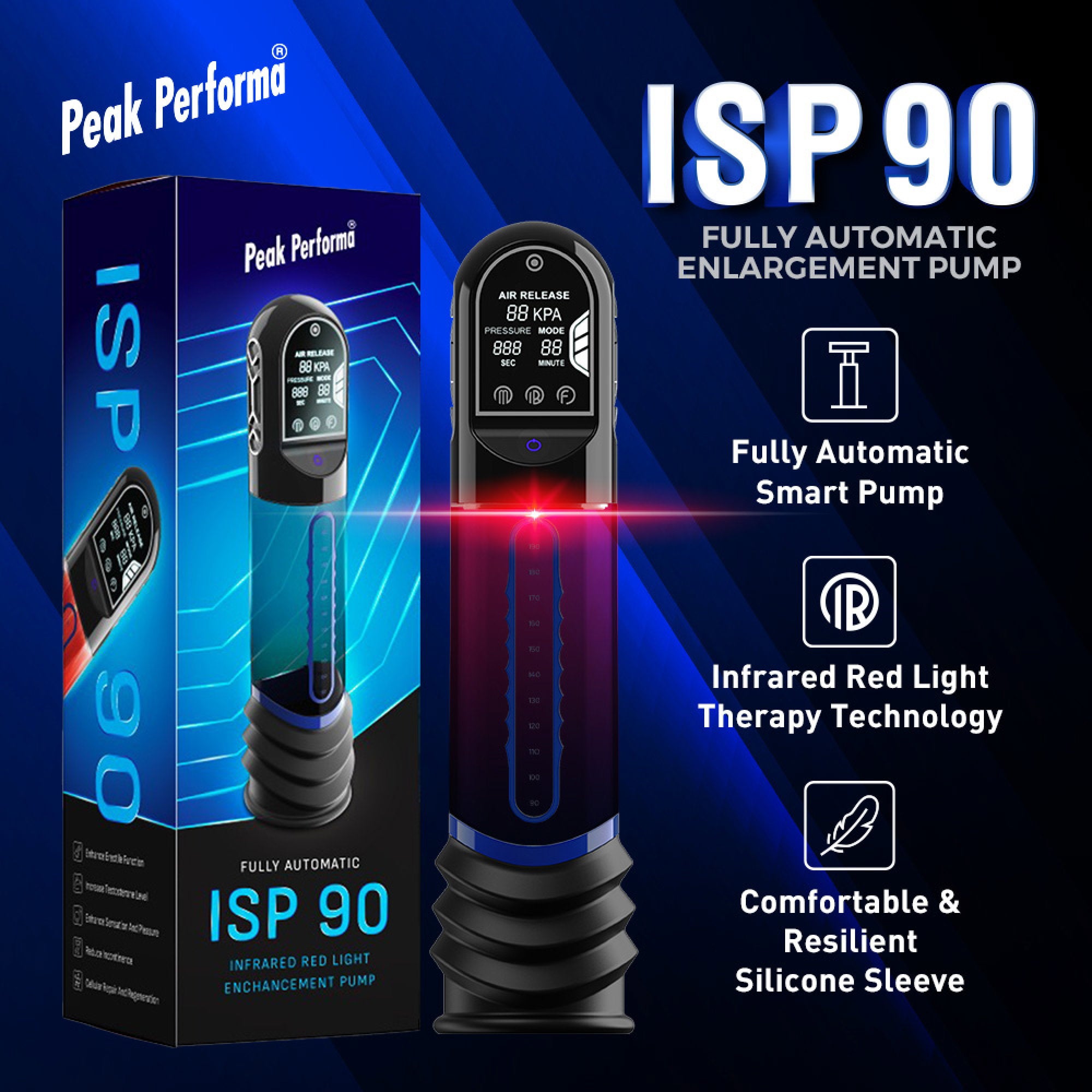 Peak Performa – ISP 90 – Infrarot-Rotlicht-Pumpe zur Leistungssteigerung – Schwarz/Blau