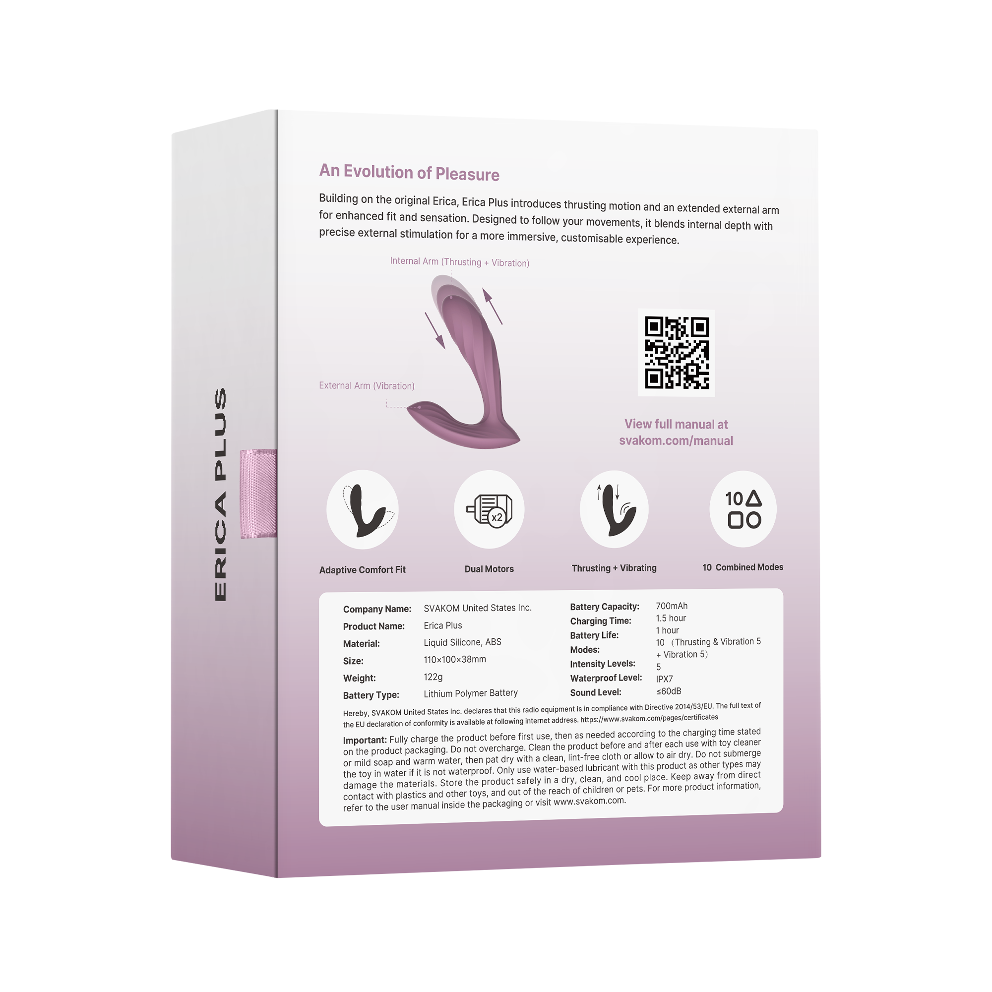 SVAKOM – Erica Plus – Tragbarer Stoßvibrator (mit App-Steuerung) – Rosa
