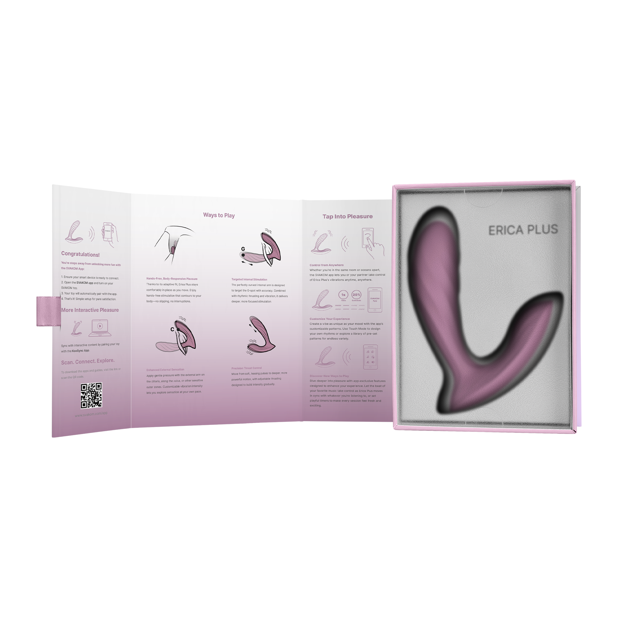 SVAKOM – Erica Plus – Tragbarer Stoßvibrator (mit App-Steuerung) – Rosa