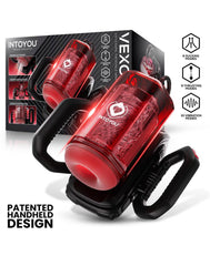 IY – Vexor – 3-in-1-Masturbator für Männer: Saugen, Stoßen & Vibration – Schwarz/Rot
