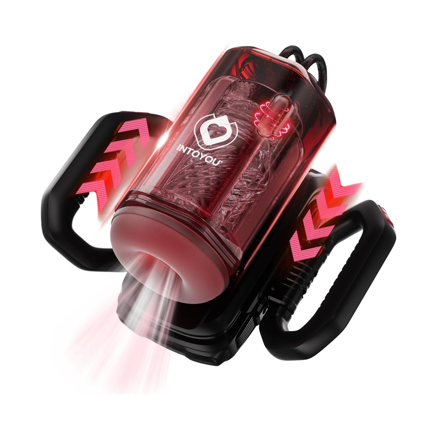 IY – Vexor – 3-in-1-Masturbator für Männer: Saugen, Stoßen & Vibration – Schwarz/Rot