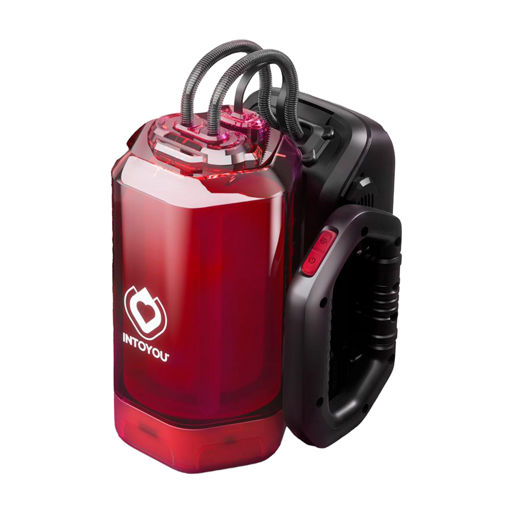 IY – Vexor – 3-in-1-Masturbator für Männer: Saugen, Stoßen & Vibration – Schwarz/Rot