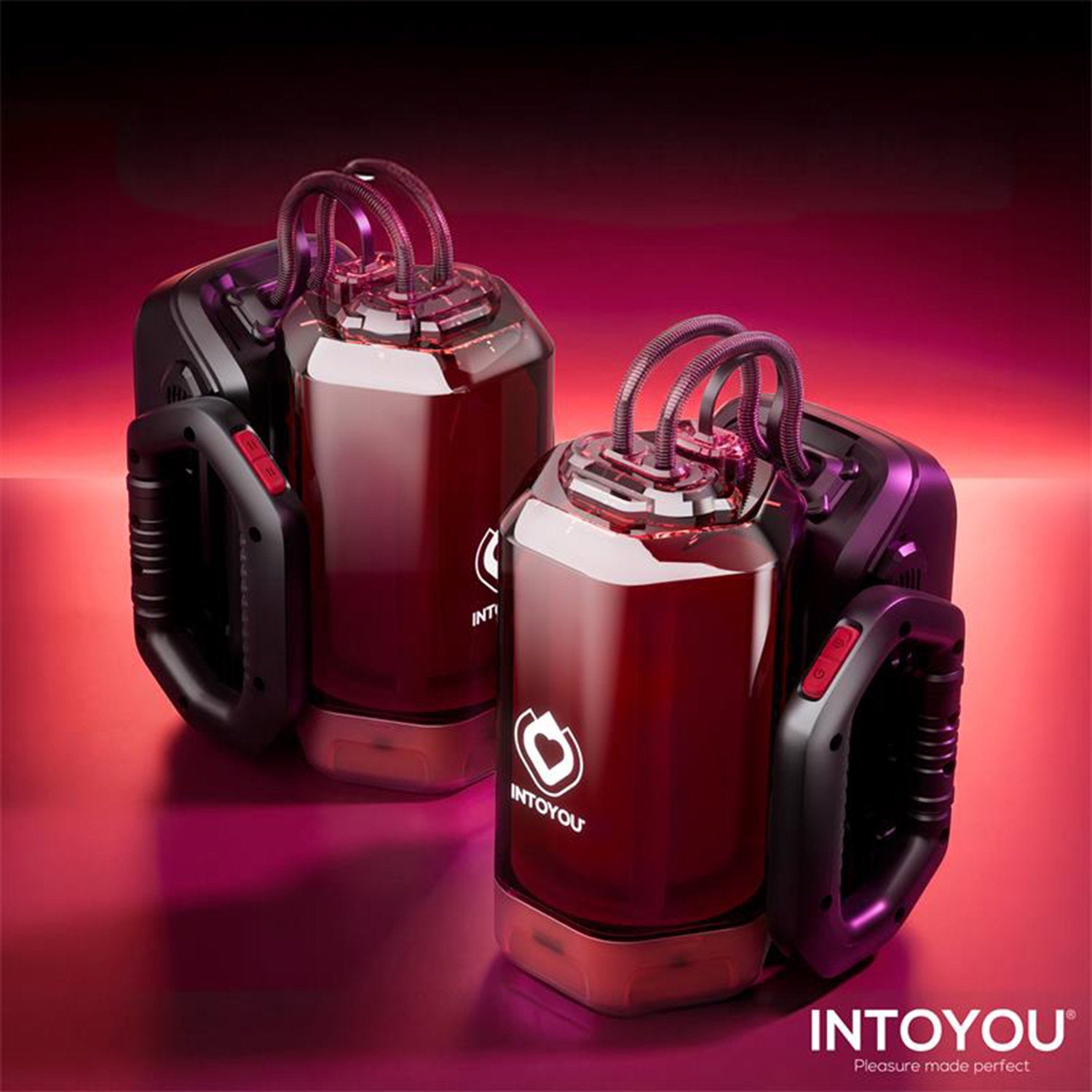 IY – Vexor – 3-in-1-Masturbator für Männer: Saugen, Stoßen & Vibration – Schwarz/Rot