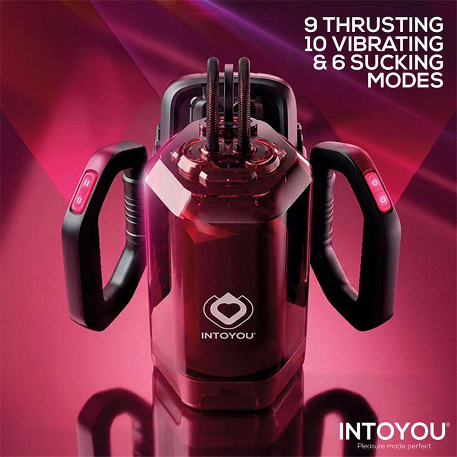 IY – Vexor – 3-in-1-Masturbator für Männer: Saugen, Stoßen & Vibration – Schwarz/Rot