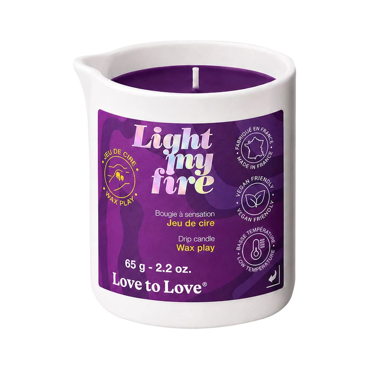 Love to Love – Light My Fire – Tropfkerze – Wachsspiele – Lila – 65 g