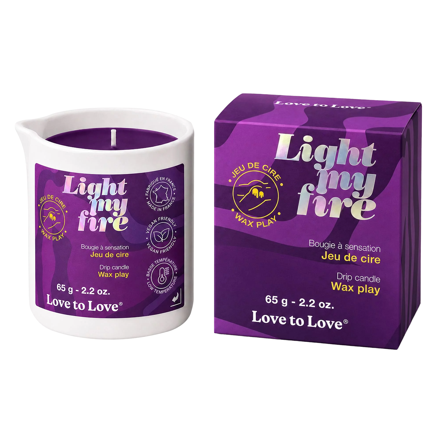 Love to Love – Light My Fire – Tropfkerze – Wachsspiele – Lila – 65 g