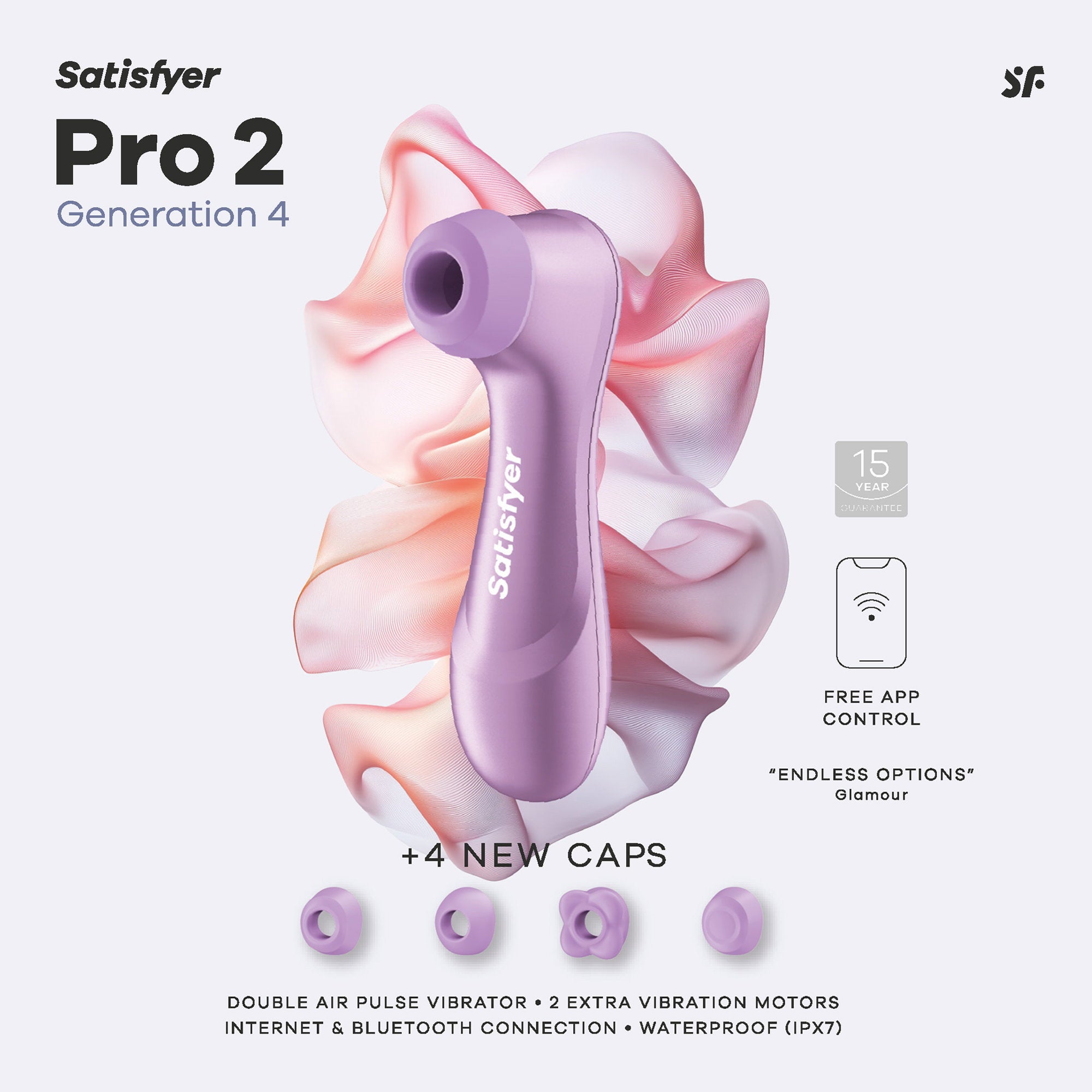 Satisfyer - Pro 2 Generation 4 - Double Air Pulse Vibrator (with App Control) - Amethyst Violet