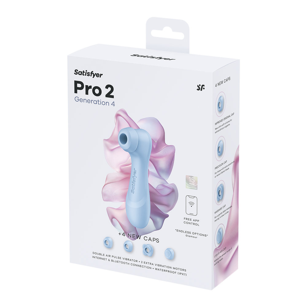 Satisfyer - Pro 2 Generation 4 - Double Air Pulse Vibrator (with App Control) - Serene Blue