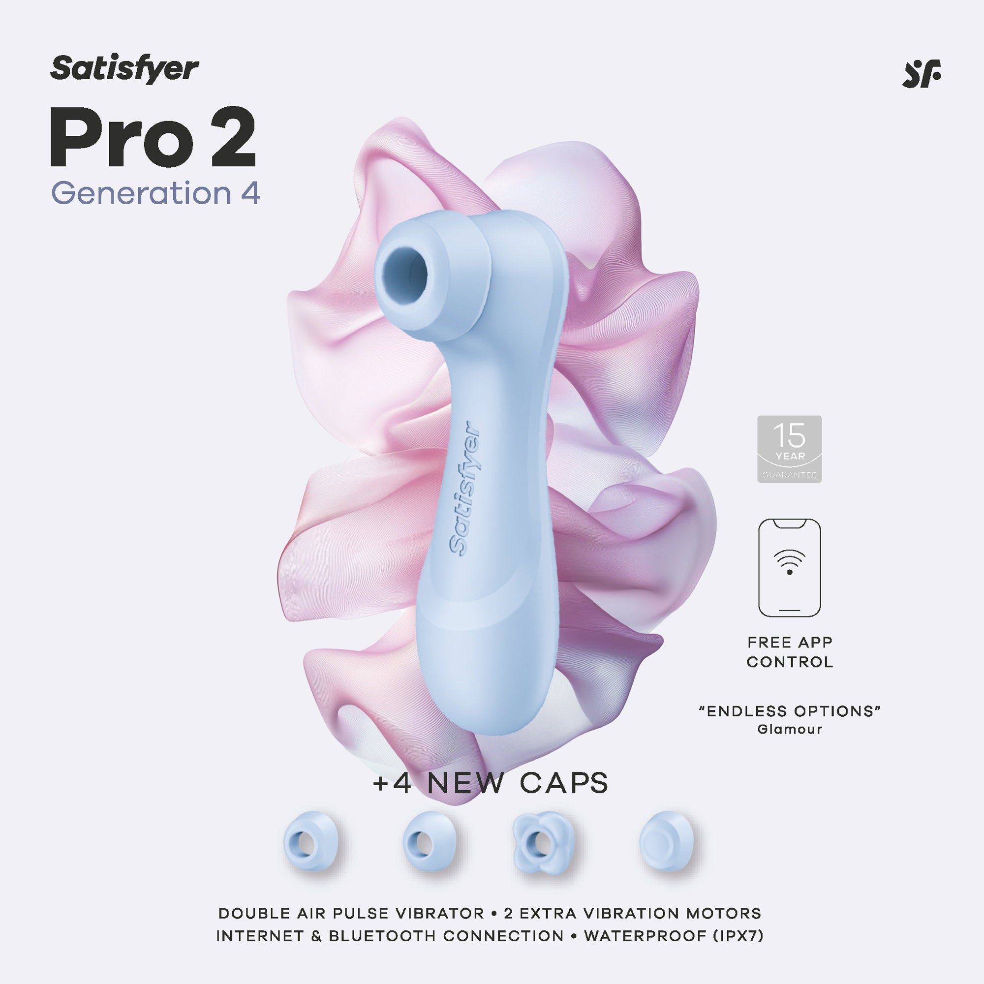 Satisfyer - Pro 2 Generation 4 - Double Air Pulse Vibrator (with App Control) - Serene Blue