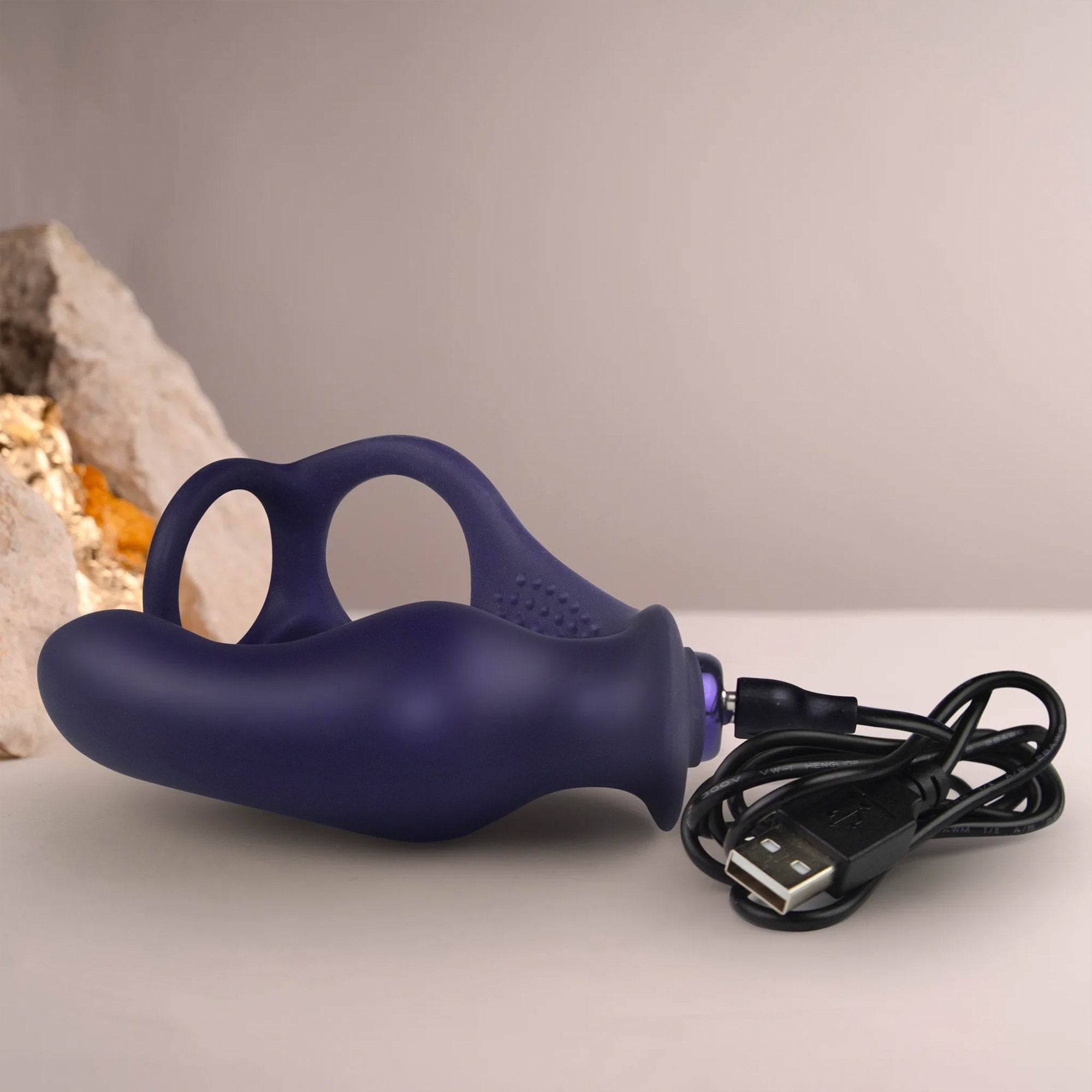 Rocks-Off Nova Zenturian – Prostata-Plug mit Penis- und Hodenringen – Blau