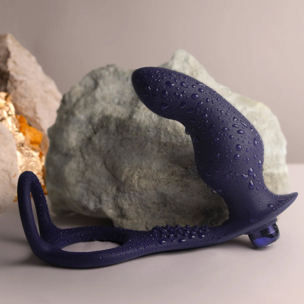 Rocks-Off Nova Zenturian – Prostata-Plug mit Penis- und Hodenringen – Blau
