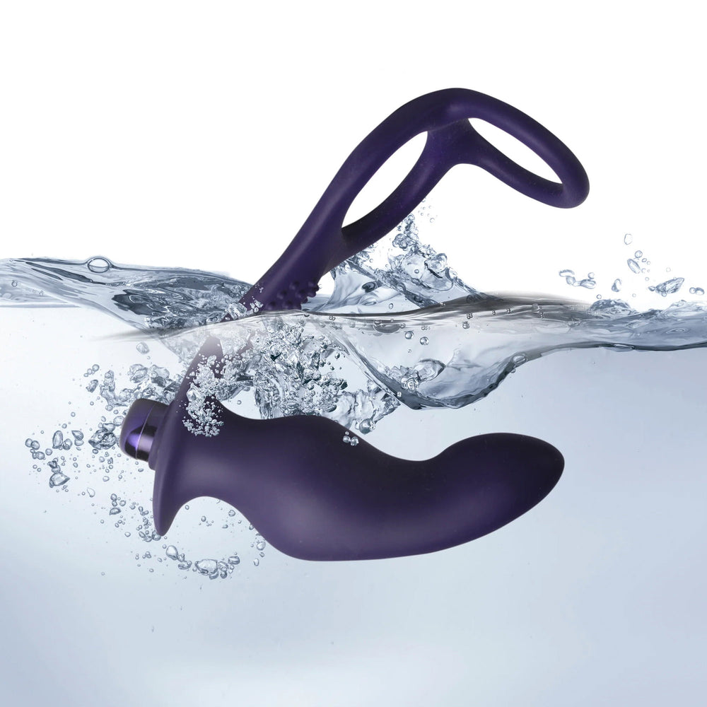 Rocks-Off Nova Zenturian – Prostata-Plug mit Penis- und Hodenringen – Blau