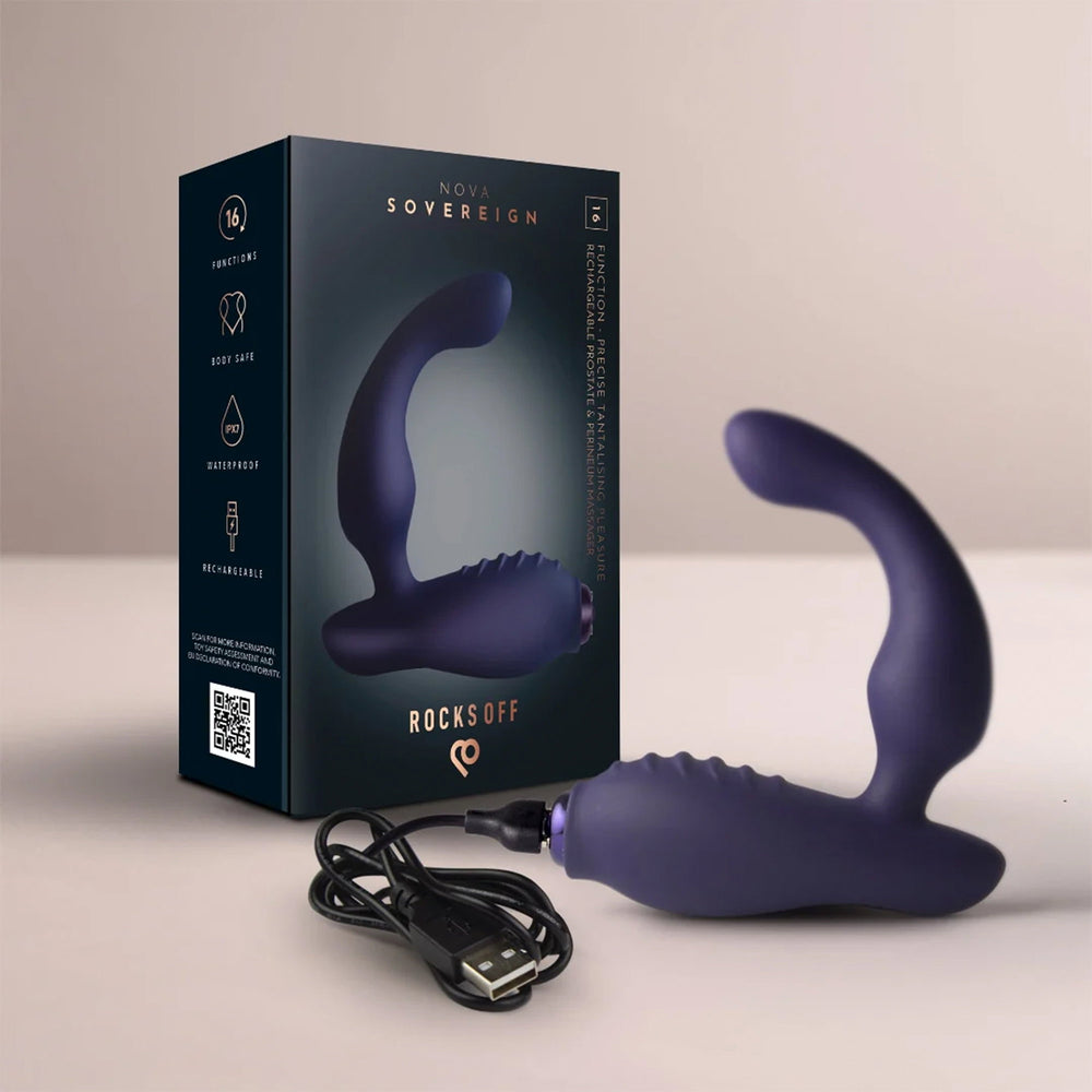 Rocks-Off – Nova Sovereign – Prostatamassagegerät für Einsteiger mit Perinealstimulation – Blau