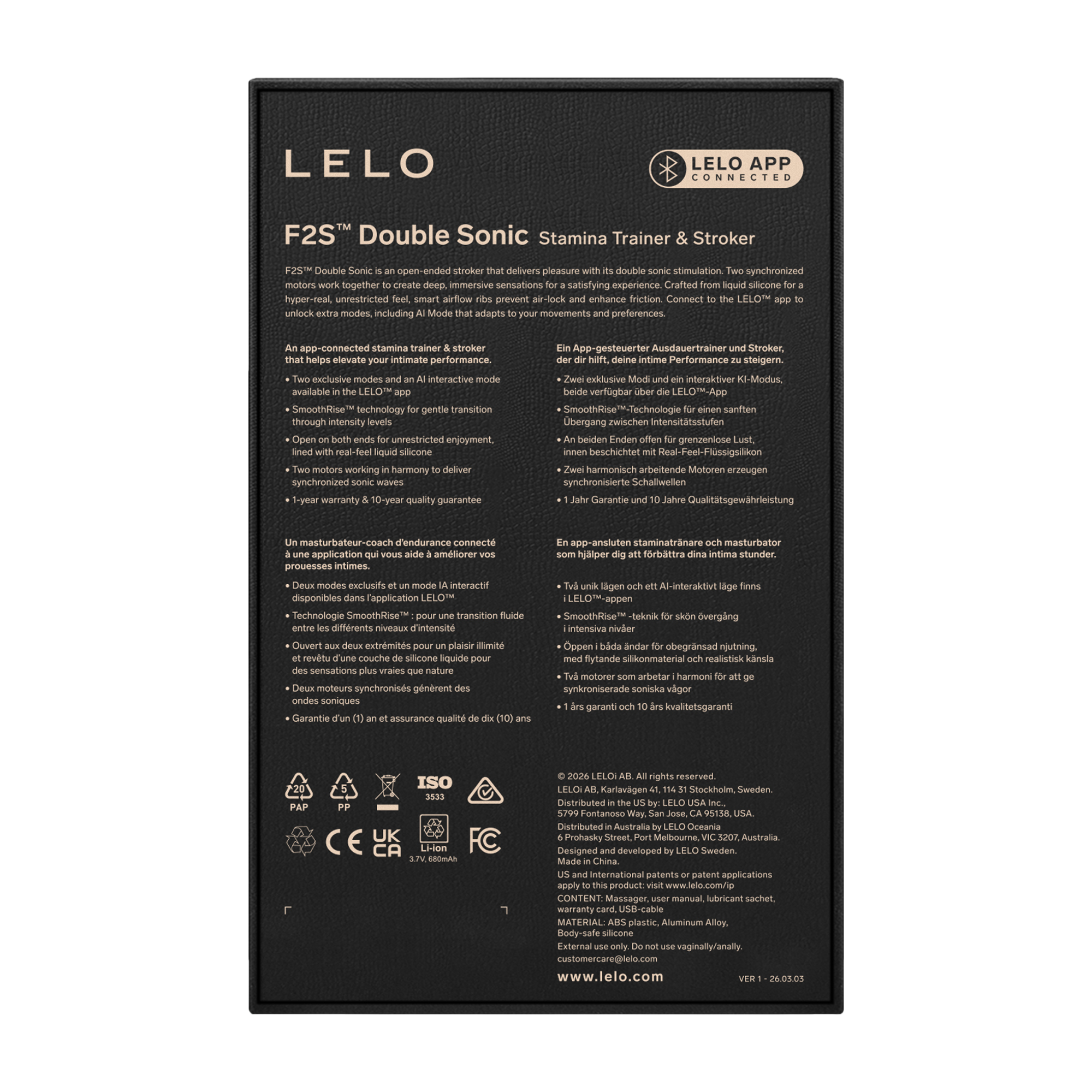 LELO – F2S™ Double Sonic Massager & Stroker – Rot