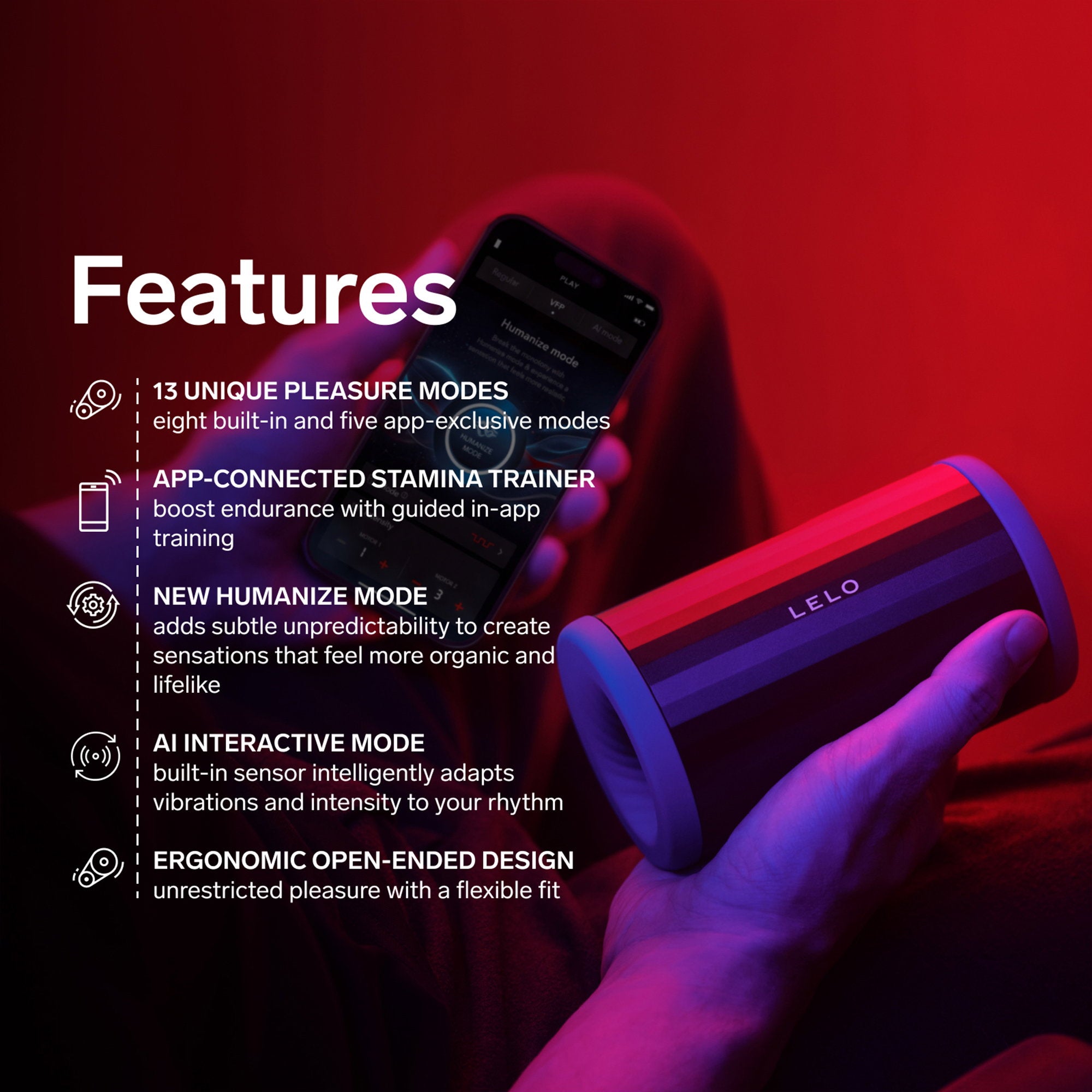 LELO – F2S™ Double Sonic Massager & Stroker – Rot