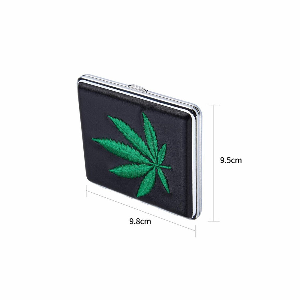 20er Zigarettenetui - Hemp Leaf gestickt - Display - 12 Stück