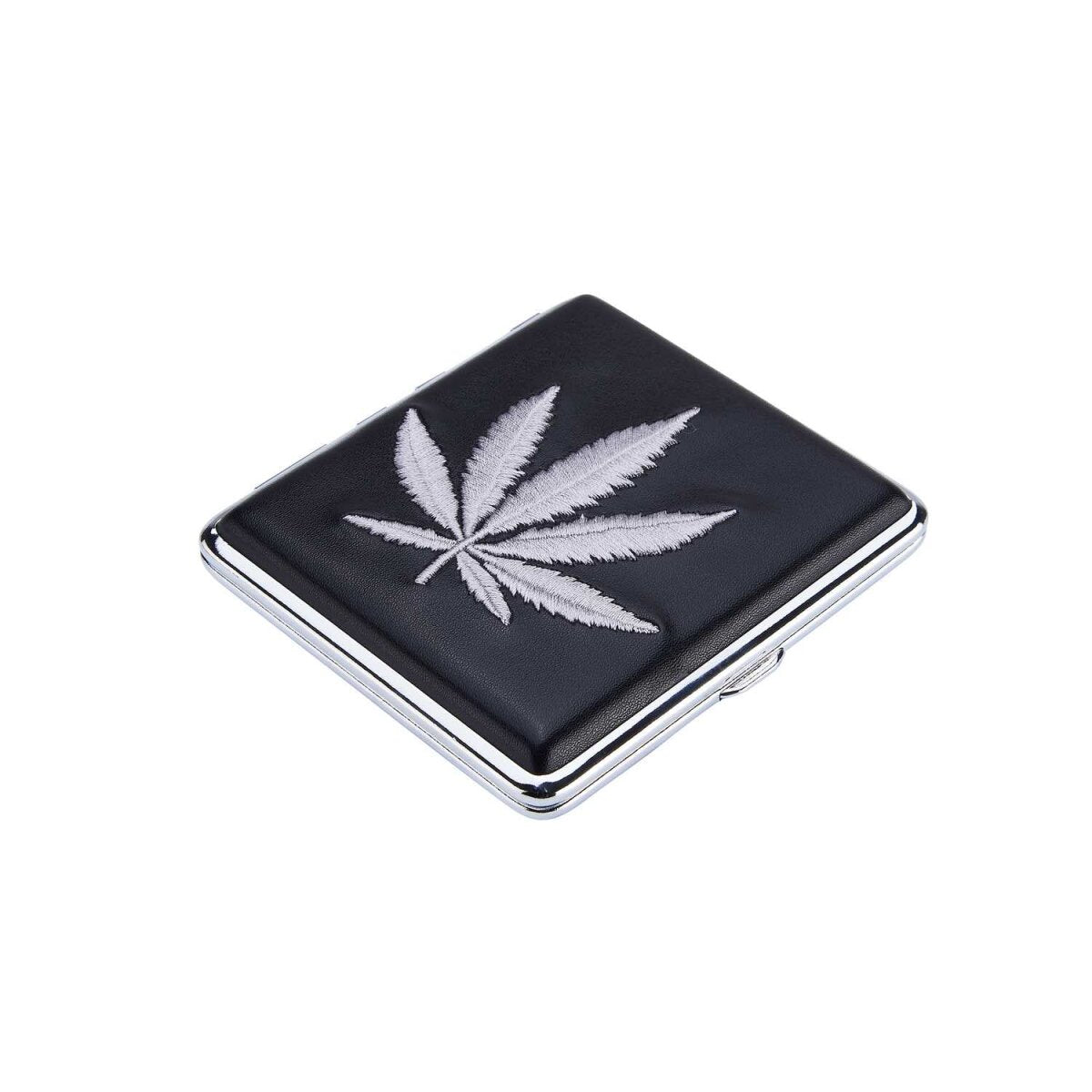 20er Zigarettenetui - Hemp Leaf gestickt - Display - 12 Stück