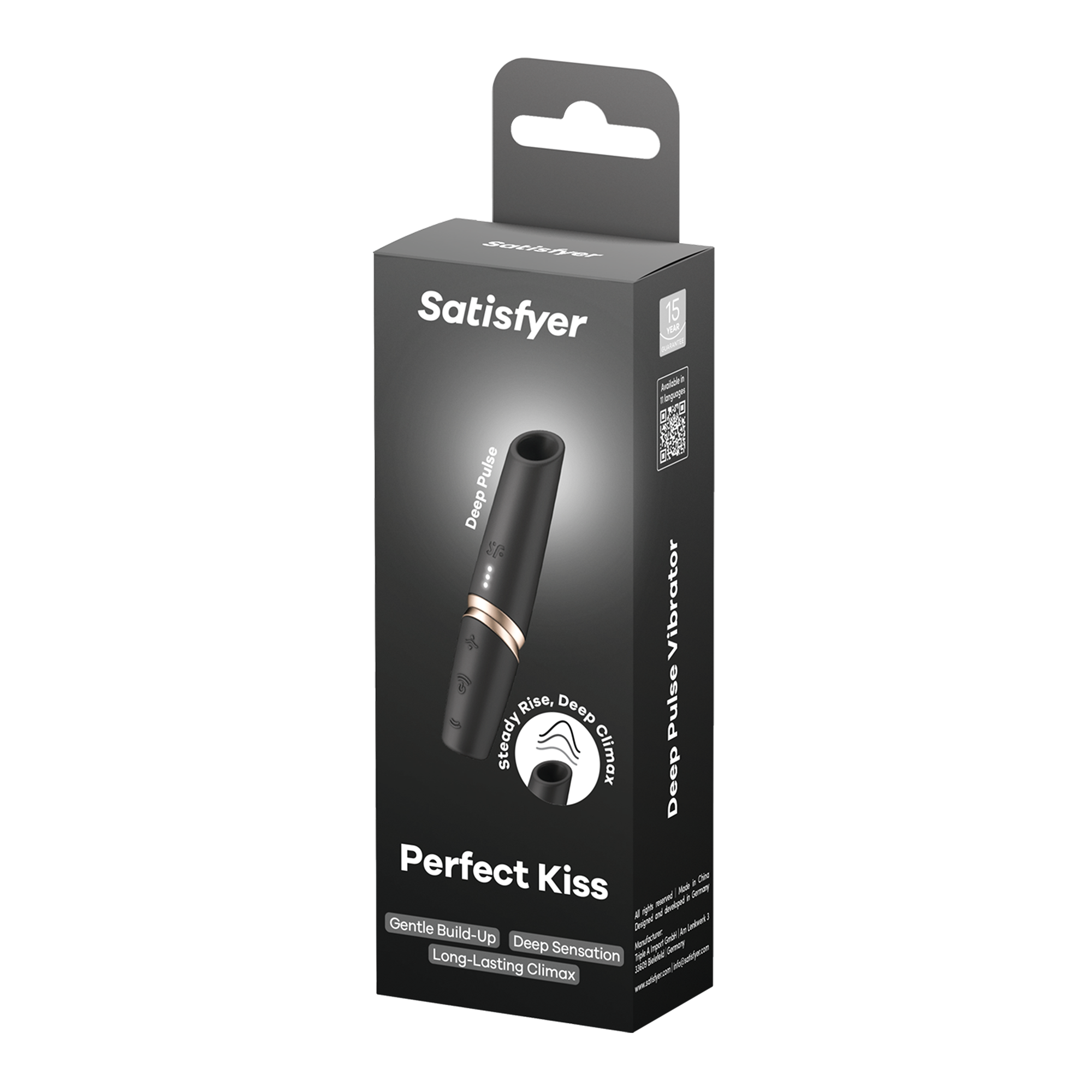 3: Satisfyer - Perfect Kiss - 3D Air Pulse Lippenstift Vibrator - Schwarz