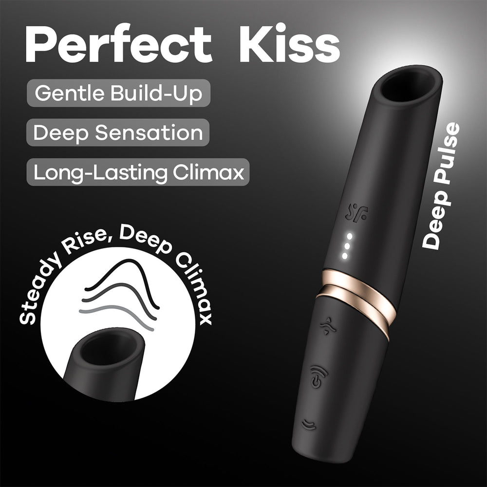 8: Satisfyer - Perfect Kiss - 3D Air Pulse Lippenstift Vibrator - Schwarz