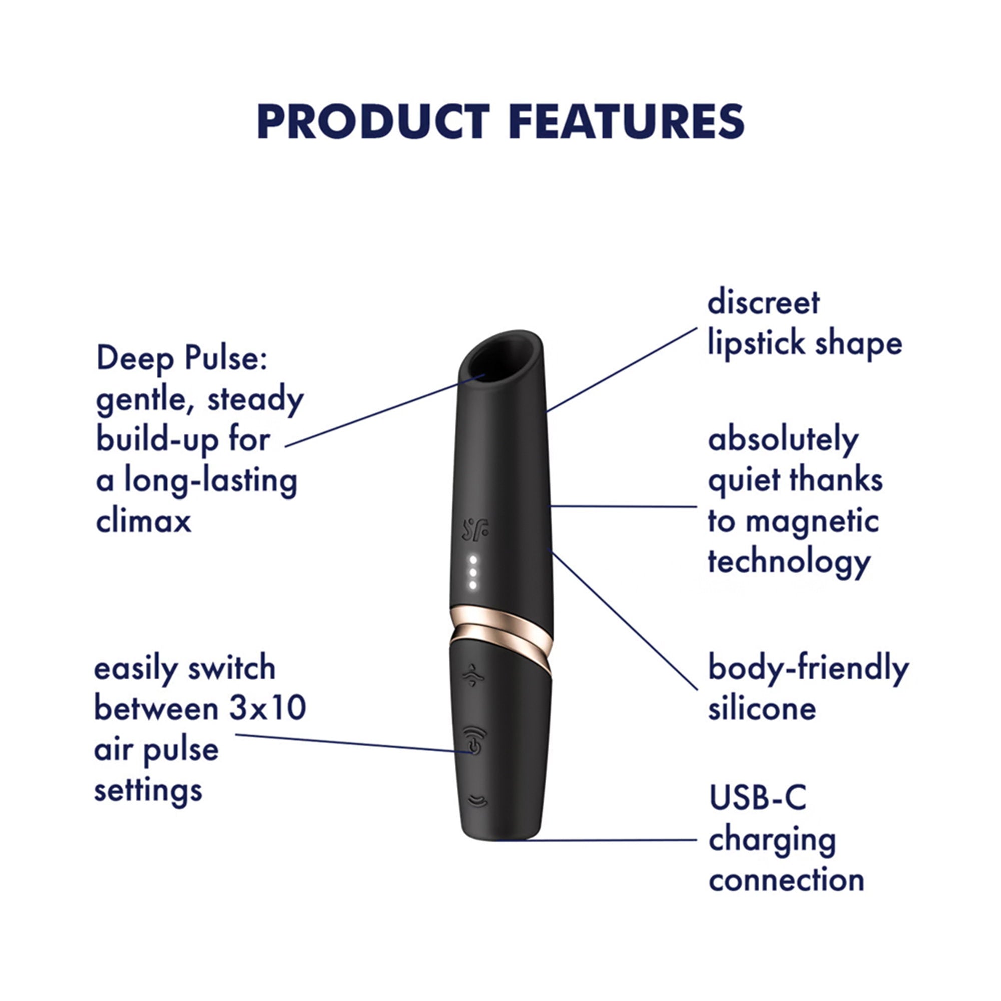 4: Satisfyer - Perfect Kiss - 3D Air Pulse Lippenstift Vibrator - Schwarz