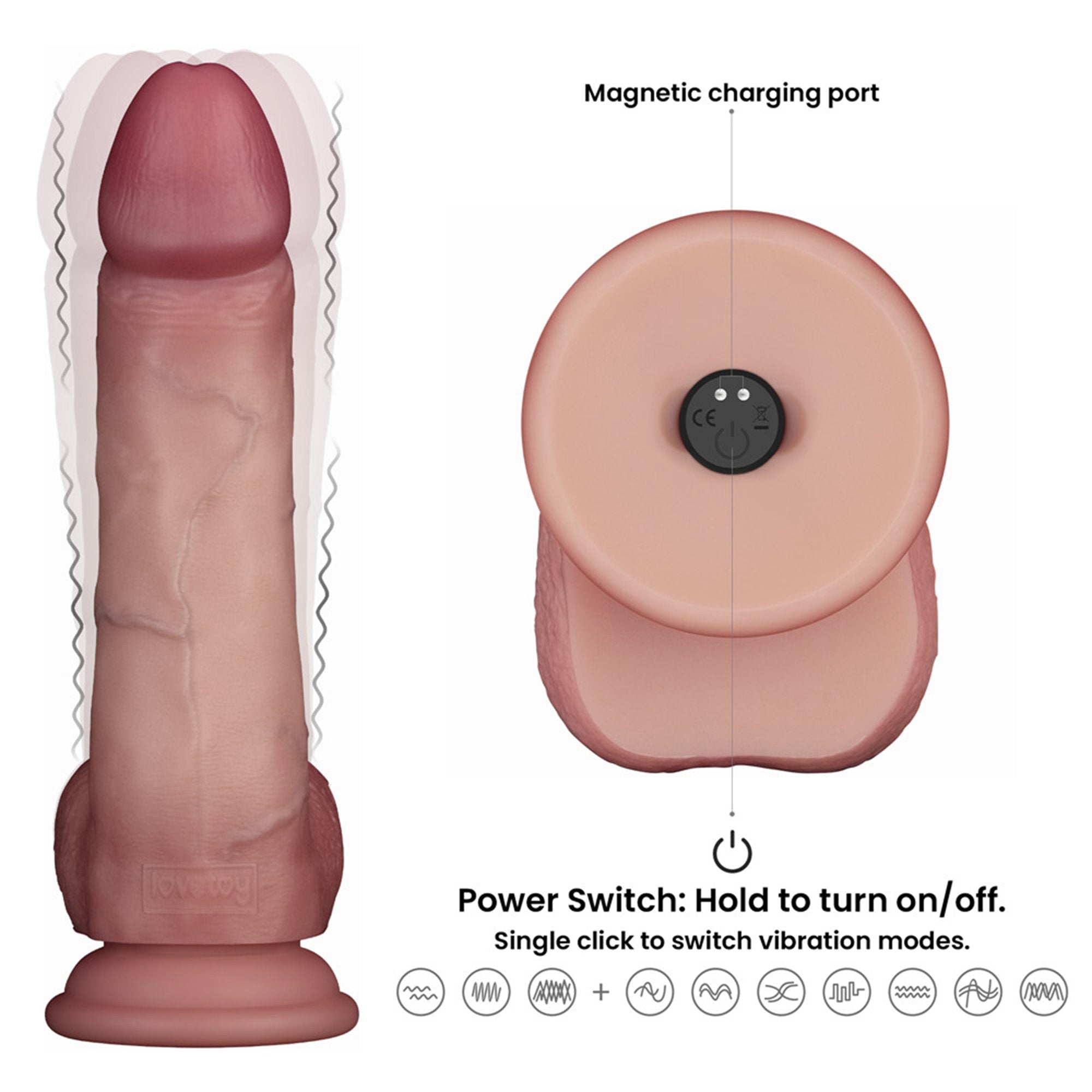 4: LoveToy – Vibrierender Gleitkörper Pro II mit Fernbedienung –  8" / 20 cm – Nude