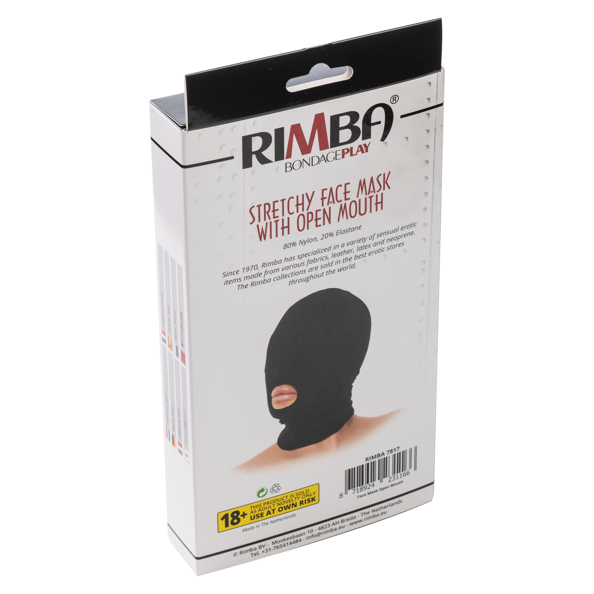 6: Rimba - Kopfmaske aus Stretchstoff mit Mund offen