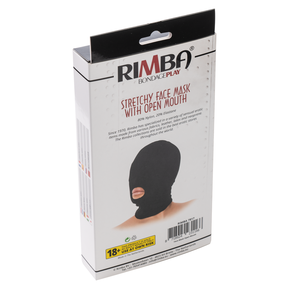 6: Rimba - Kopfmaske aus Stretchstoff mit Mund offen