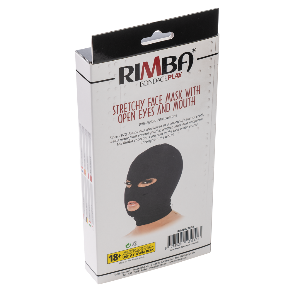 Rimba - Kopfmaske aus Stretchstoff mit Augen und Mund offen