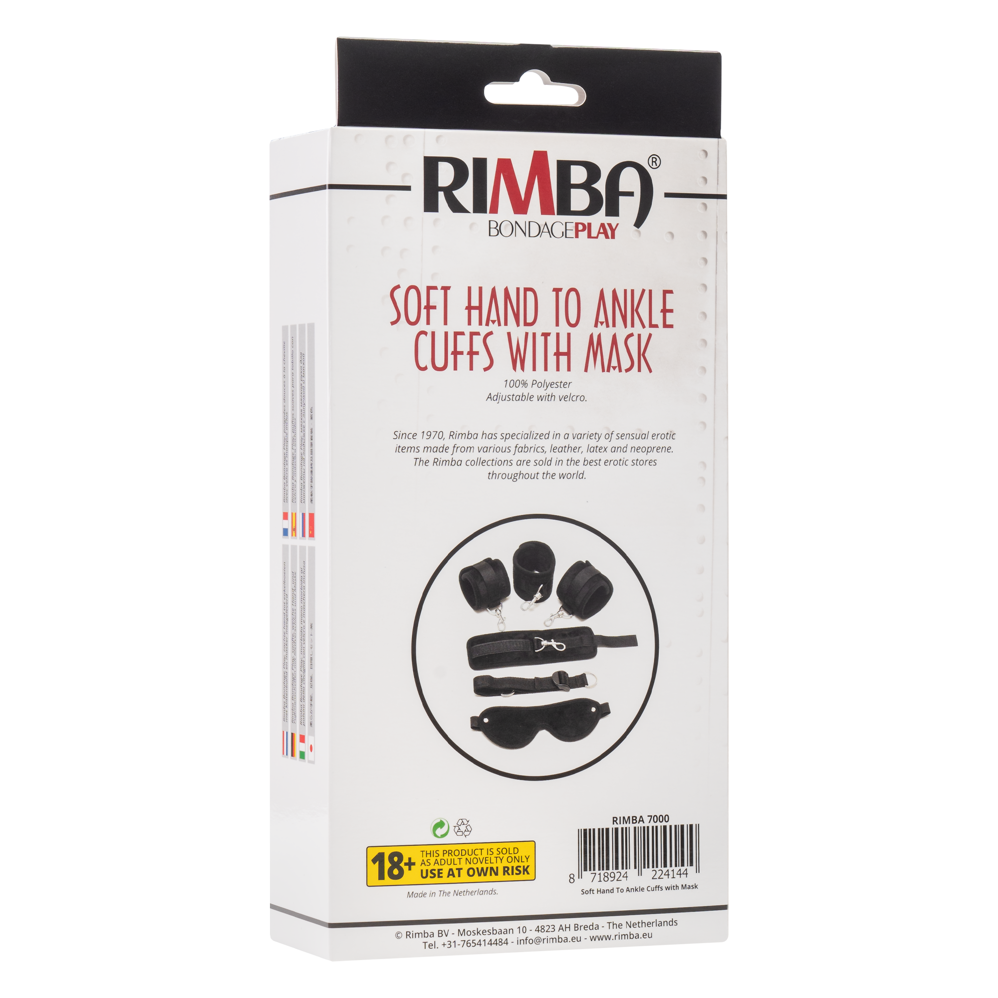 7: Rimba - Soft bondage Set mit Velkroband und maske, 6 teilig