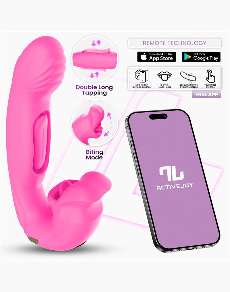 IY – Bimby – Beiß- und Doppelzungenklopf-Vibrator mit App – Pink