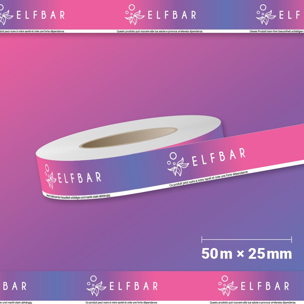 ELFBAR Endlos Regalbeschriftung - 50 Meter (25 mm)