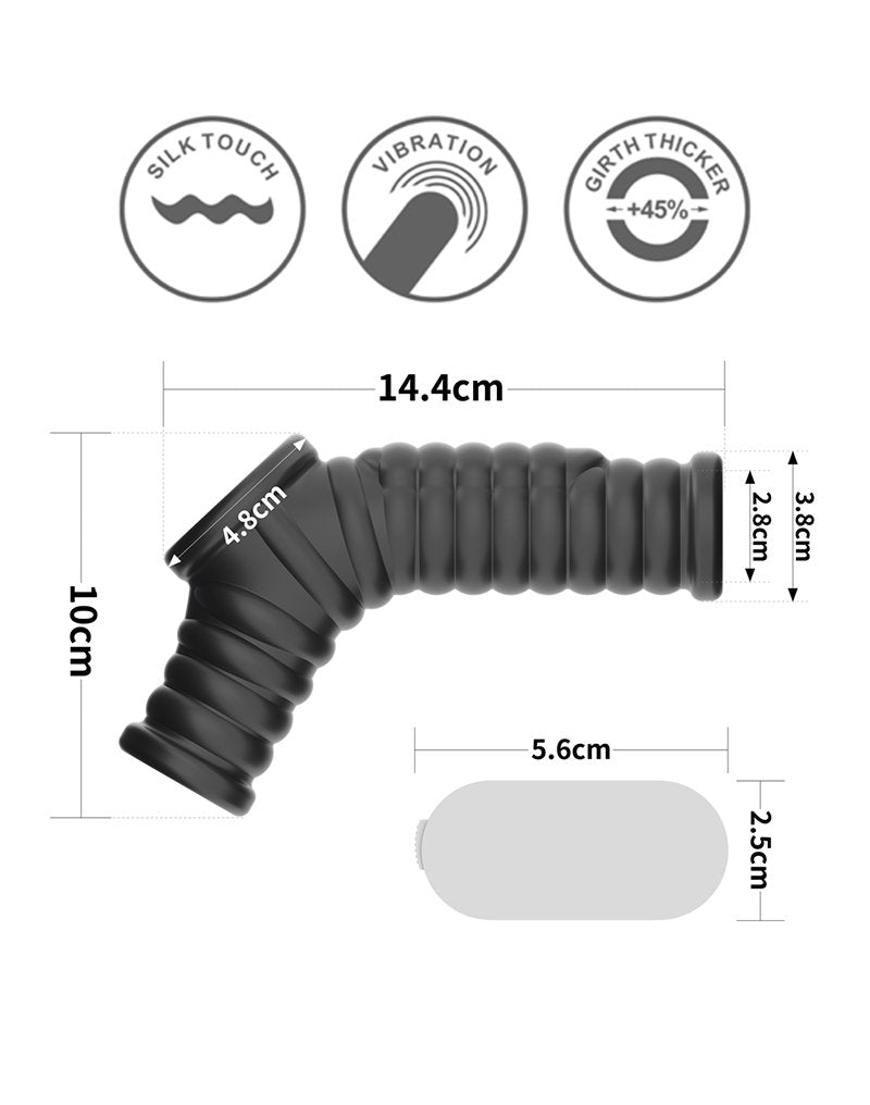 LoveToy - Wave Knights Ring - Vibrierende Penis- und Hodensackmanschette (Ø 2,8 cm) - Schwarz