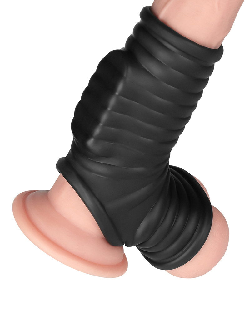 LoveToy - Wave Knights Ring - Vibrierende Penis- und Hodensackmanschette (Ø 2,8 cm) - Schwarz