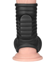 LoveToy - Wave Knights Ring - Vibrierende Penis- und Hodensackmanschette (Ø 2,8 cm) - Schwarz